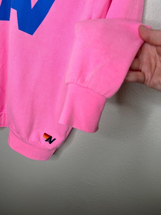 Aviator Nation Logo Relaxed Pink Crewneck Sweatshirt Small - Picture 7 of 9